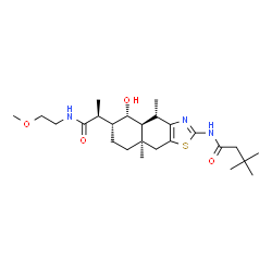 ChemSpider 2D Image | N-[(4S,4aS,5S,6R,8aR)-5-Hydroxy-6-{(2S)-1-[(2-methoxyethyl)amino]-1-oxo-2-propanyl}-4,8a-dimethyl-4,4a,5,6,7,8,8a,9-octahydronaphtho[2,3-d][1,3]thiazol-2-yl]-3,3-dimethylbutanamide | C25H41N3O4S