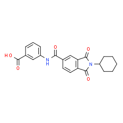 ChemSpider 2D Image | 3-[[(2-cyclohexyl-1,3-dioxo-5-isoindolyl)-oxomethyl]amino]benzoic acid | C22H20N2O5