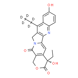 ChemSpider 2D Image | (4S)-4-Ethyl-11-(~2~H_5_)ethyl-4,9-dihydroxy-1H-pyrano[3',4':6,7]indolizino[1,2-b]quinoline-3,14(4H,12H)-dione | C22H15D5N2O5