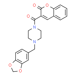 ChemSpider 2D Image | 3-{[4-(1,3-Benzodioxol-5-ylmethyl)-1-piperazinyl]carbonyl}-2H-chromen-2-one | C22H20N2O5