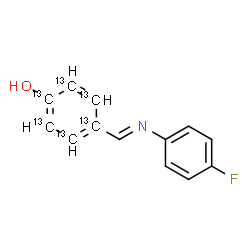 ChemSpider 2D Image | 4-{(E)-[(4-Fluorophenyl)imino]methyl}(~13~C_6_)phenol | C713C6H10FNO