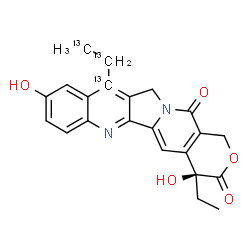 ChemSpider 2D Image | (4S)-4-Ethyl-11-(~13~C_2_)ethyl-4,9-dihydroxy(11-~13~C)-1H-pyrano[3',4':6,7]indolizino[1,2-b]quinoline-3,14(4H,12H)-dione | C1913C3H20N2O5