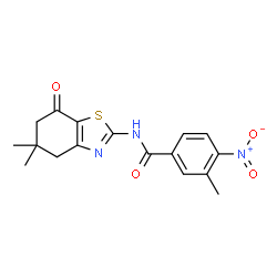 ChemSpider 2D Image | N-(5,5-Dimethyl-7-oxo-4,5,6,7-tetrahydro-1,3-benzothiazol-2-yl)-3-methyl-4-nitrobenzamide | C17H17N3O4S