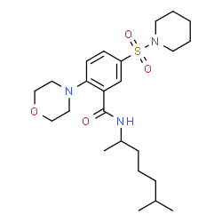 ChemSpider 2D Image | N-(6-Methyl-2-heptanyl)-2-(4-morpholinyl)-5-(1-piperidinylsulfonyl)benzamide | C24H39N3O4S