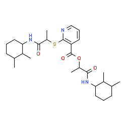 ChemSpider 2D Image | 1-[(2,3-Dimethylcyclohexyl)amino]-1-oxo-2-propanyl 2-({1-[(2,3-dimethylcyclohexyl)amino]-1-oxo-2-propanyl}sulfanyl)nicotinate | C28H43N3O4S