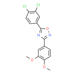 ChemSpider 2D Image | 5-(3,4-Dichlorophenyl)-3-(3,4-dimethoxyphenyl)-1,2,4-oxadiazole | C16H12Cl2N2O3