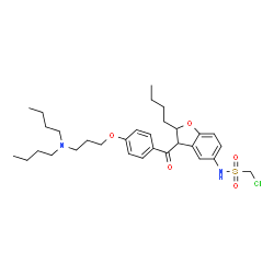 ChemSpider 2D Image | N-(2-Butyl-3-{4-[3-(dibutylamino)propoxy]benzoyl}-2,3-dihydro-1-benzofuran-5-yl)-1-chloromethanesulfonamide | C31H45ClN2O5S