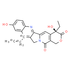 ChemSpider 2D Image | (4R)-4-Ethyl-11-(~13~C_2_)ethyl-4,9-dihydroxy(11-~13~C)-1H-pyrano[3',4':6,7]indolizino[1,2-b]quinoline-3,14(4H,12H)-dione | C1913C3H20N2O5