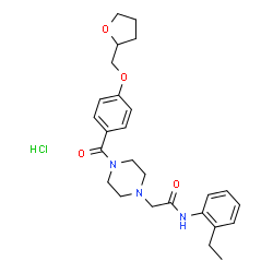 ChemSpider 2D Image | N-(2-Ethylphenyl)-2-{4-[4-(tetrahydro-2-furanylmethoxy)benzoyl]-1-piperazinyl}acetamide hydrochloride (1:1) | C26H34ClN3O4