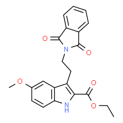 ChemSpider 2D Image | ethyl 3-[2-(1,3-dioxoisoindol-2-yl)ethyl]-5-methoxy-1H-indole-2-carboxylate | C22H20N2O5