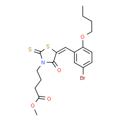 ChemSpider 2D Image | Methyl 4-[(5E)-5-(5-bromo-2-butoxybenzylidene)-4-oxo-2-thioxo-1,3-thiazolidin-3-yl]butanoate | C19H22BrNO4S2