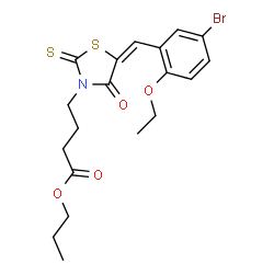 ChemSpider 2D Image | Propyl 4-[(5E)-5-(5-bromo-2-ethoxybenzylidene)-4-oxo-2-thioxo-1,3-thiazolidin-3-yl]butanoate | C19H22BrNO4S2
