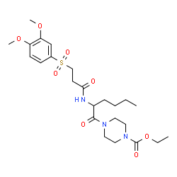 ChemSpider 2D Image | Ethyl 4-(N-{3-[(3,4-dimethoxyphenyl)sulfonyl]propanoyl}norleucyl)-1-piperazinecarboxylate | C24H37N3O8S