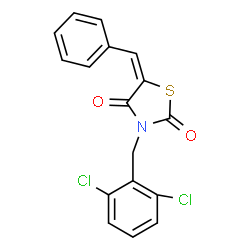 ChemSpider 2D Image | (5E)-5-Benzylidene-3-(2,6-dichlorobenzyl)-1,3-thiazolidine-2,4-dione | C17H11Cl2NO2S