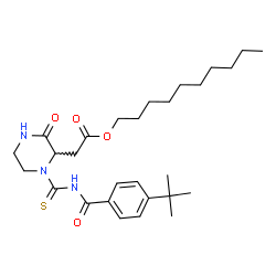 ChemSpider 2D Image | Decyl (1-{[4-(2-methyl-2-propanyl)benzoyl]carbamothioyl}-3-oxo-2-piperazinyl)acetate | C28H43N3O4S