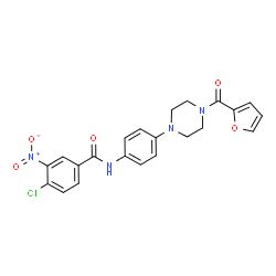 ChemSpider 2D Image | 4-Chloro-N-{4-[4-(2-furoyl)-1-piperazinyl]phenyl}-3-nitrobenzamide | C22H19ClN4O5