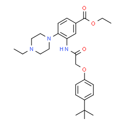 ChemSpider 2D Image | Ethyl 4-(4-ethyl-1-piperazinyl)-3-({[4-(2-methyl-2-propanyl)phenoxy]acetyl}amino)benzoate | C27H37N3O4