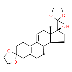 ChemSpider 2D Image | (8S,13S,14S,17S)-13-Methyl-17-(2-methyl-1,3-dioxolan-2-yl)-1,2,4,6,7,8,12,13,14,15,16,17-dodecahydrospiro[cyclopenta[a]phenanthrene-3,2'-[1,3]dioxolan]-17-ol | C24H34O5