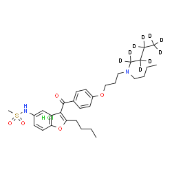 ChemSpider 2D Image | N-{2-Butyl-3-[4-(3-{butyl[(~2~H_9_)butyl]amino}propoxy)benzoyl]-1-benzofuran-5-yl}methanesulfonamide hydrochloride (1:1) | C31H36D9ClN2O5S