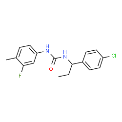 ChemSpider 2D Image | 1-[1-(4-Chlorophenyl)propyl]-3-(3-fluoro-4-methylphenyl)urea | C17H18ClFN2O