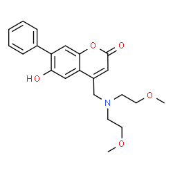 ChemSpider 2D Image | 4-{[Bis(2-methoxyethyl)amino]methyl}-6-hydroxy-7-phenyl-2H-chromen-2-one | C22H25NO5