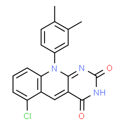 ChemSpider 2D Image | 6-Chloro-10-(3,4-dimethylphenyl)pyrimido[4,5-b]quinoline-2,4(3H,10H)-dione | C19H14ClN3O2