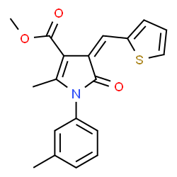 ChemSpider 2D Image | Methyl (4Z)-2-methyl-1-(3-methylphenyl)-5-oxo-4-(2-thienylmethylene)-4,5-dihydro-1H-pyrrole-3-carboxylate | C19H17NO3S
