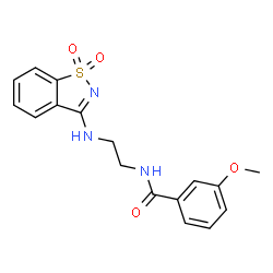 ChemSpider 2D Image | N-{2-[(1,1-Dioxido-1,2-benzothiazol-3-yl)amino]ethyl}-3-methoxybenzamide | C17H17N3O4S