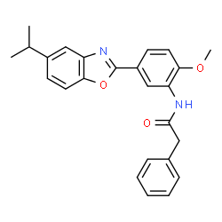 ChemSpider 2D Image | N-[5-(5-Isopropyl-1,3-benzoxazol-2-yl)-2-methoxyphenyl]-2-phenylacetamide | C25H24N2O3