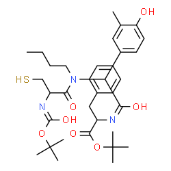 ChemSpider 2D Image | 2-Methyl-2-propanyl N-{[butyl(N-{[(2-methyl-2-propanyl)oxy]carbonyl}cysteinyl)amino](4-hydroxy-3-methylphenyl)acetyl}phenylalaninate | C34H49N3O7S