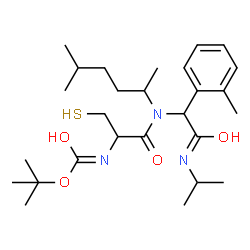 ChemSpider 2D Image | 2-Methyl-2-propanyl (1-{[2-(isopropylamino)-1-(2-methylphenyl)-2-oxoethyl](5-methyl-2-hexanyl)amino}-1-oxo-3-sulfanyl-2-propanyl)carbamate | C27H45N3O4S