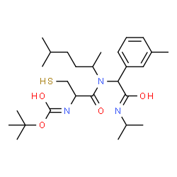ChemSpider 2D Image | 2-Methyl-2-propanyl (1-{[2-(isopropylamino)-1-(3-methylphenyl)-2-oxoethyl](5-methyl-2-hexanyl)amino}-1-oxo-3-sulfanyl-2-propanyl)carbamate | C27H45N3O4S