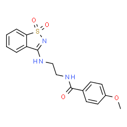ChemSpider 2D Image | N-{2-[(1,1-Dioxido-1,2-benzothiazol-3-yl)amino]ethyl}-4-methoxybenzamide | C17H17N3O4S