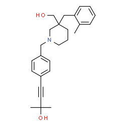 ChemSpider 2D Image | 4-(4-{[3-(Hydroxymethyl)-3-(2-methylbenzyl)-1-piperidinyl]methyl}phenyl)-2-methyl-3-butyn-2-ol | C26H33NO2