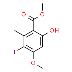 ChemSpider 2D Image | Methyl 6-hydroxy-3-iodo-4-methoxy-2-methylbenzoate | C10H11IO4