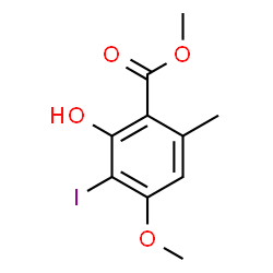 ChemSpider 2D Image | Methyl 2-hydroxy-3-iodo-4-methoxy-6-methylbenzoate | C10H11IO4