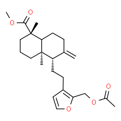 ChemSpider 2D Image | Methyl (1S,4aR,5S)-5-{2-[2-(acetoxymethyl)-3-furyl]ethyl}-1,4a-dimethyl-6-methylenedecahydro-1-naphthalenecarboxylate | C24H34O5