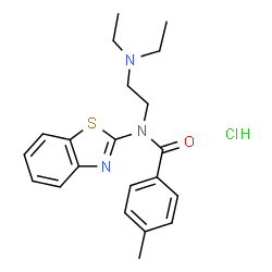 ChemSpider 2D Image | N-(1,3-Benzothiazol-2-yl)-N-[2-(diethylamino)ethyl]-4-methylbenzamide hydrochloride (1:1) | C21H26ClN3OS