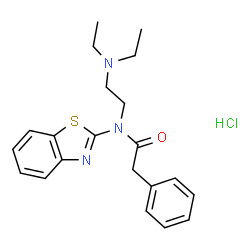 ChemSpider 2D Image | N-(1,3-Benzothiazol-2-yl)-N-[2-(diethylamino)ethyl]-2-phenylacetamide hydrochloride (1:1) | C21H26ClN3OS
