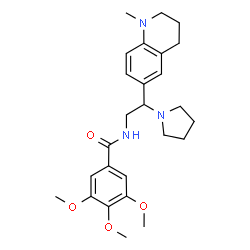 ChemSpider 2D Image | 3,4,5-Trimethoxy-N-[2-(1-methyl-1,2,3,4-tetrahydro-6-quinolinyl)-2-(1-pyrrolidinyl)ethyl]benzamide | C26H35N3O4