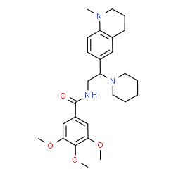 ChemSpider 2D Image | 3,4,5-Trimethoxy-N-[2-(1-methyl-1,2,3,4-tetrahydro-6-quinolinyl)-2-(1-piperidinyl)ethyl]benzamide | C27H37N3O4