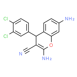 ChemSpider 2D Image | 2,7-Diamino-4-(3,4-dichlorophenyl)-4H-chromene-3-carbonitrile | C16H11Cl2N3O