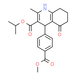 ChemSpider 2D Image | Isopropyl 4-[4-(methoxycarbonyl)phenyl]-2-methyl-5-oxo-1,4,5,6,7,8-hexahydro-3-quinolinecarboxylate | C22H25NO5