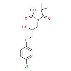 ChemSpider 2D Image | 3-[3-(4-Chlorophenoxy)-2-hydroxypropyl]-5,5-dimethyl-2,4-imidazolidinedione | C14H17ClN2O4