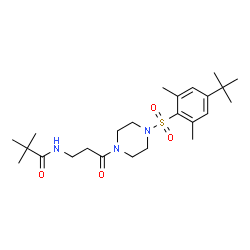 ChemSpider 2D Image | N-[3-(4-{[2,6-Dimethyl-4-(2-methyl-2-propanyl)phenyl]sulfonyl}-1-piperazinyl)-3-oxopropyl]-2,2-dimethylpropanamide | C24H39N3O4S