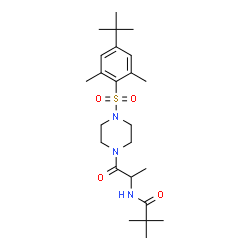 ChemSpider 2D Image | N-[1-(4-{[2,6-Dimethyl-4-(2-methyl-2-propanyl)phenyl]sulfonyl}-1-piperazinyl)-1-oxo-2-propanyl]-2,2-dimethylpropanamide | C24H39N3O4S