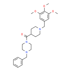 ChemSpider 2D Image | (4-Benzyl-1-piperazinyl)[1-(3,4,5-trimethoxybenzyl)-4-piperidinyl]methanone | C27H37N3O4