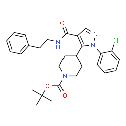 ChemSpider 2D Image | 2-Methyl-2-propanyl 4-{1-(2-chlorophenyl)-4-[(2-phenylethyl)carbamoyl]-1H-pyrazol-5-yl}-1-piperidinecarboxylate | C28H33ClN4O3