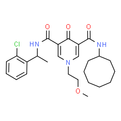 ChemSpider 2D Image | N-[1-(2-Chlorophenyl)ethyl]-N'-cyclooctyl-1-(2-methoxyethyl)-4-oxo-1,4-dihydro-3,5-pyridinedicarboxamide | C26H34ClN3O4