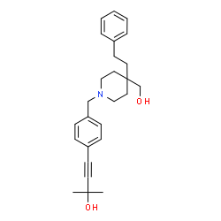 ChemSpider 2D Image | 4-(4-{[4-(Hydroxymethyl)-4-(2-phenylethyl)-1-piperidinyl]methyl}phenyl)-2-methyl-3-butyn-2-ol | C26H33NO2